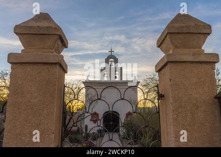 Detail der Leichenkapelle der Mission San Xavier del Bac, Tucson Arizona. Stockfoto