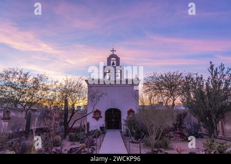 Detail der Leichenkapelle der Mission San Xavier del Bac, Tucson Arizona. Stockfoto