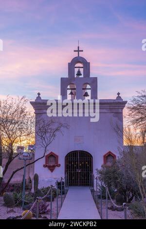 Detail der Leichenkapelle der Mission San Xavier del Bac, Tucson Arizona. Stockfoto