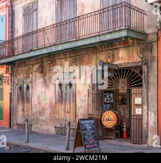 Die Konservierungshalle ist eine historische Musikstätte im French Quarter, in der traditioneller New Orleans Jazz aufbewahrt wird. New Orleans, Louisiana, USA. Stockfoto