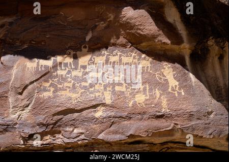 Die große Jagdplatte, gefunden in Nine Mile Canyon, UT. Stockfoto