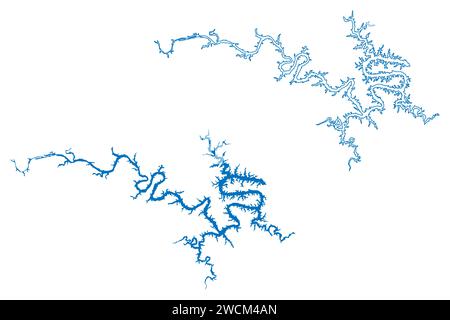 Ozarks Lake (Vereinigte Staaten von Amerika, Missouri) Karte Vektor Illustration, Scribble Skizze Reservoir Ozarks Dam Karte Stock Vektor