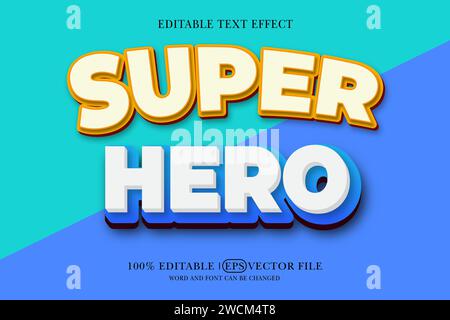 Super Hero 3D-Texteffekt für bearbeitbaren Text Stock Vektor