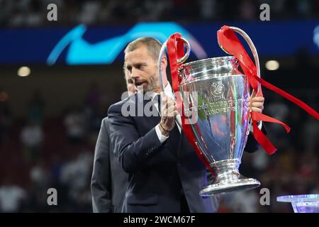 Madrid, Spanien. Juni 2019. Aleksander Ceferin aus Slowenien war beim Endspiel der UEFA Champions League zwischen Tottenham und Liverpool in Wanda Metropolitano zu sehen. Endpunktzahl: Tottenham 0:2 Liverpool. (Foto: Grzegorz Wajda/SOPA Images/SIPA USA) Credit: SIPA USA/Alamy Live News Stockfoto