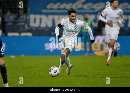 Bochum, Deutschland. Januar 2024. Fussball; Spieltag 17; 1. Bundesliga; Saison 20223/2024; VfL Bochum gegen Werder Bremen am 14.01.2024 in Bochum. UBz: 10 Leonardo Bittencourt, Werder Bremen. Quelle: dpa/Alamy Live News Stockfoto