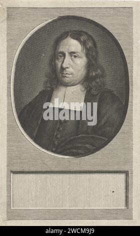 Porträt von Rudolf van Sanen, Pieter van Gunst, 1659–1731 Druck Rudolf van Sanen, niederländischer Prediger. Amsterdamer Papierstich Stockfoto