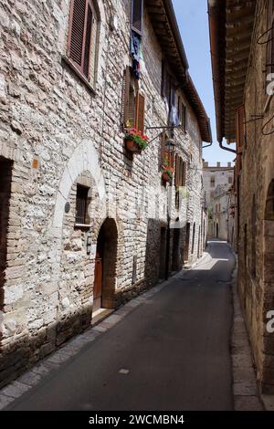 Straßendetails in der Altstadt von Assisi, Umbrien, Italien Stockfoto