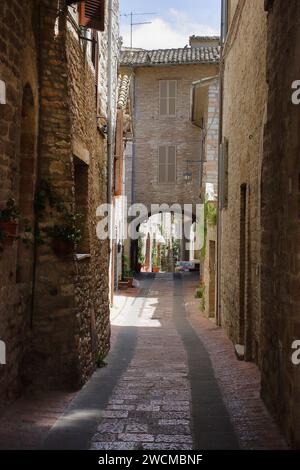 Straßendetails in der Altstadt von Assisi, Umbrien, Italien Stockfoto