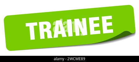 Aufkleber für Trainee. Rechteckiges Etikett des Kursteilnehmers isoliert auf weißem Hintergrund Stock Vektor