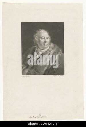 Portret van Jean Francois ducis, Christian Forssell, nach Francois Gérard, 1814 Druck Portrait-Büste links von Jean Francois ducis, gekleidet in einem passenden Mantel. Sein Kopf ist freigelegt und nach rechts gedreht. Papiergravur Stockfoto