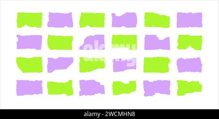 Satz von gezackten Rechteckern mit wellenförmigen Kanten des Vektors. Stock Vektor