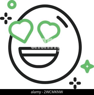 Lächelndes Gesicht mit Herz-Augen-Symbol-Vektorbild. Stock Vektor
