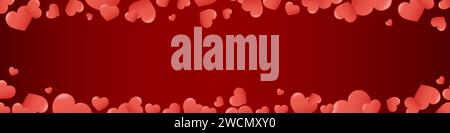 Webbanner-Vorlage zum Valentinstag mit Kopierraum. Romantisches Design, roter Hintergrund mit niedlichen Herzen. Vektor-Illustration für St. Valentines Stock Vektor