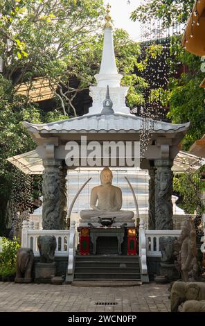 Sitzender Buddha. Gangaramaya Tempel, Colombo, Sri Lanka Stockfoto