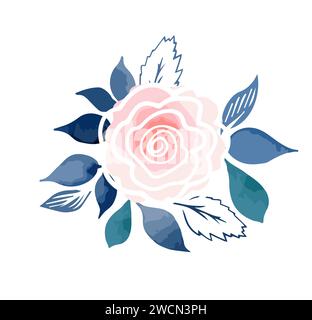 Aquarell wunderschöne abstrakte Blumenrose. Handzeichnung. Nicht AI, Vektorillustration Stock Vektor