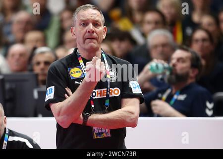 Berlin, Allemagne. Januar 2024. Während der EHF Euro 2024 der Männer, Gruppe A Handballspiel zwischen Frankreich und Deutschland am 16. Januar 2024 in der Mercedes-Benz Arena in Berlin, Deutschland - Foto Piotr Matusewicz/DPPI Credit: DPPI Media/Alamy Live News Stockfoto