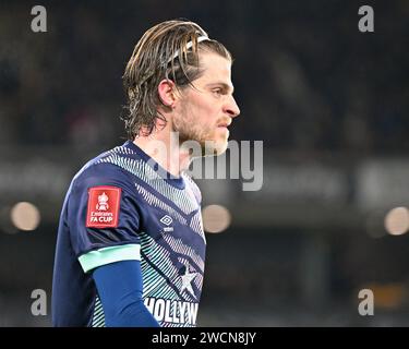 Wolverhampton, Großbritannien. Januar 2024. Mathias Jensen von Brentford, während des dritten Runde Replay Matches Wolverhampton Wanderers gegen Brentford in Molineux, Wolverhampton, Vereinigtes Königreich, 16. Januar 2024 (Foto: Cody Froggatt/News Images) in Wolverhampton, Vereinigtes Königreich am 16. Januar 2024. (Foto: Cody Froggatt/News Images/SIPA USA) Credit: SIPA USA/Alamy Live News Stockfoto