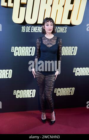 Madrid. Spanien. 20240116 nimmt Maria Pedraza am 16. Januar 2024 an der Premiere von „El Correo“ im Ocine Caleido in Madrid Teil Stockfoto