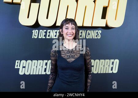 Madrid. Spanien. 20240116 nimmt Maria Pedraza am 16. Januar 2024 an der Premiere von „El Correo“ im Ocine Caleido in Madrid Teil Stockfoto