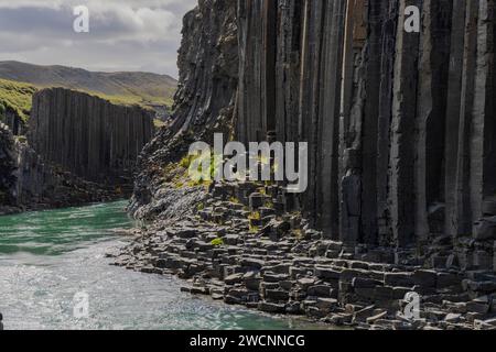 Studlagil Canyon, Basaltsäulen, größte Sammlung von Basaltsäulen in Island, Island Stockfoto