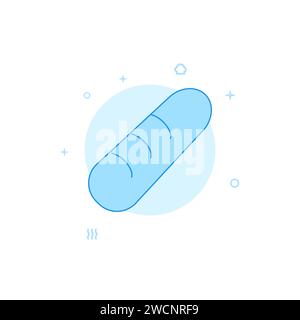 Brot, Baguette-Vektor-Symbol. Flache Abbildung. Linienart ausgefüllt. Blaues Monochrom-Design. Bearbeitbare Kontur. Linienstärke anpassen. Stock Vektor