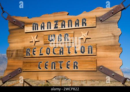 Eintrittsschild, Manzanar National Historic Site, Kalifornien Stockfoto