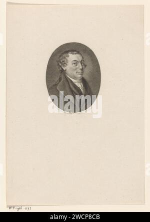 Porträt von Adriaan Pietersz. Loosjes, Reinier Vinker (I), nach Wybrand Hendriks, 1796 Druck Portrait des Dichters, Schriftstellers und Buchhändlers Adriaan Pietersz. Loosjes. Amsterdamer Papierätzung/Gravur Stockfoto