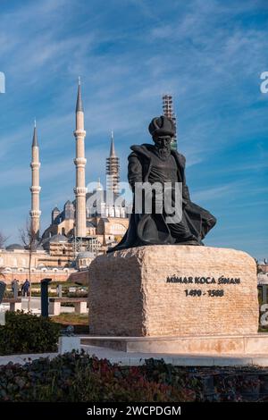 Edirne, Turkiye – 14. Januar 2024: Die Selimiye-Moschee ist eine osmanische Kaisermoschee in Edirne, Turkiye. Sie wurde von Sultan Selim II. In Auftrag gegeben Stockfoto