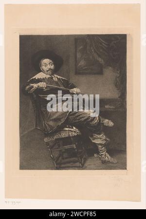 Porträt von Willem van Heythuysen, Auguste Danse, nach Frans Hals, 1882 gedrucktes japanisches Papier (handgefertigtes Papier) Ätzen / Trockenpunkt historische Person (...) - Historische Person (...) Allein dargestellt Stockfoto