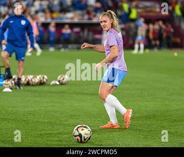 Georgia Stanway wärmt am 20. August beim Finale England gegen Spanien der FIFA Frauen-Weltmeisterschaft 2023 Australien und Neuseeland, Sydney, Australien auf Stockfoto