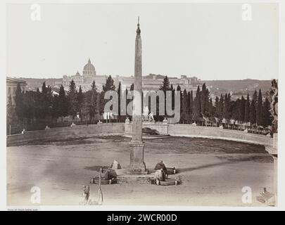 Piazza del Popolo Blick nach Süden, Anonym, ca. 1850 - ca. 1870 Fotoalbumendruck Piazza del Popolo Stockfoto