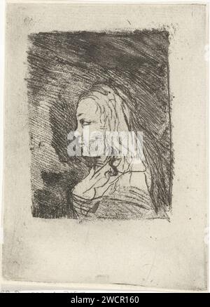 Büste einer jungen Frau im Profil links, Louis Bernard Coclers, 1756 - 1817 Druck unbekanntes Papier ätzend Jugendliche, junge Frau, Mädchen (+ Vorderansicht) Stockfoto