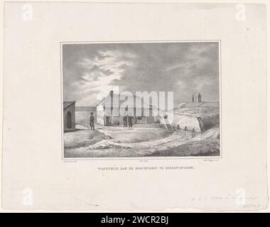 Walking House to Boschpoort on Zoom, 1830–1831, Joannes Willem Vos, nach Louis Charles Hora Siccama, 1831 Print View of the Watchhuis of the freiwillige Miliz on the Boschpoort in Bergen op Zoom. Teil einer Serie von fünf Aufführungen der Watchhuizen der niederländischen Miliz in Noord-Brabant zwischen 1830 und 1831. Druckerei: Netherlandsnach Zeichnung von: Netherlandsprinter: Amsterdam Papierunterkunft  Militärdienst. Wachdienst, Wachdienst Bergen op Zoom. Nord-Brabant Stockfoto