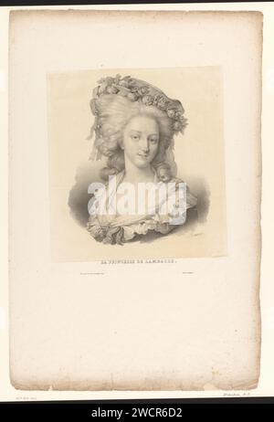 Portret van Marie-Thérèse-Louise de Savoie-Carignan, Prinses Van Lamballe, Nicolas Maurin, 1827-1852 Druck Paris Papier historische Personen Stockfoto