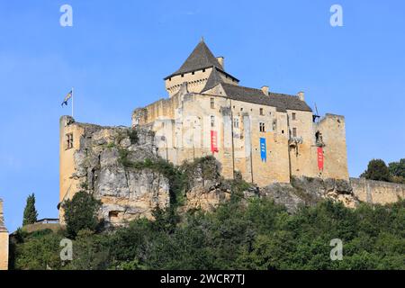 Die mittelalterliche Festung Château de Castelnaud (13. Bis 14. Jahrhundert) in Périgord Noir beherbergt das Museum des Mittelalters. Geschichte, Architektur, Stockfoto