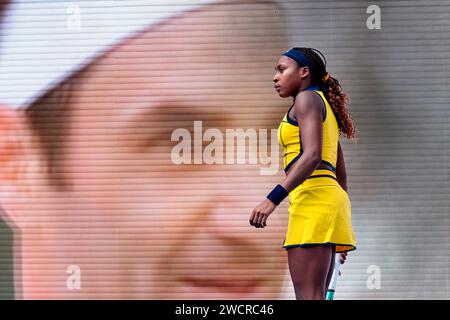 Melbourne, Australien, 17. Januar 2024. Der US-amerikanische Tennisspieler Coco Gauff spielt 2024 beim Australian Open Tennis Grand Slam im Melbourne Park. Foto: Frank Molter/Alamy Live News Stockfoto