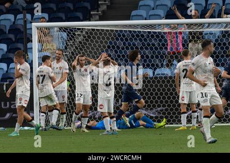 Sydney, Australien. Januar 2024. Newcastle Jets erzielten ihr zweites Tor. Brisbane Roar gegen Newcastle Jets. Vereinigt rund. ISUZU UTE A-League Männer. Allianz Stadium. Sydney. Australien (Joe Serci/SPP) Credit: SPP Sport Press Photo. /Alamy Live News Stockfoto