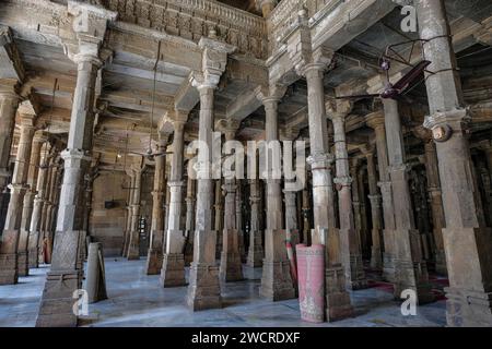 Ahmedabad, Indien - 11. Januar 2024: Details des Jama Masjid in Ahmedabad, Gujarat, Indien. Stockfoto