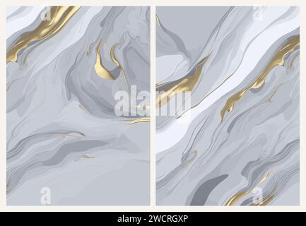 Mit modernem grauen und goldenen Marmorhintergrund. Stock Vektor
