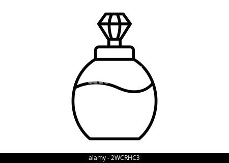 Symbol für Parfümflasche. Symbol für Duftstoffe und Parfümerie. Liniensymbolstil. Elementabbildung Stock Vektor