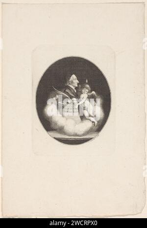 Büste van Johann Kaspar Lavater mit einem Putto, Jacob Merz, 1801 - 1807 Druckpapier Ätztruhe, Büste. Cupiden: 'amores', 'amoretti', 'Putti'. Wahrsagung Rauch. Insekten: Schmetterling. Porträt eines Schriftstellers Stockfoto