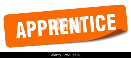 Auszubildender Aufkleber. Rechteckiges Etikett für Lehrlinge isoliert auf weißem Hintergrund Stock Vektor