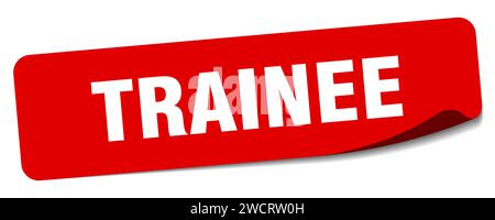 Aufkleber für Trainee. Rechteckiges Etikett des Kursteilnehmers isoliert auf weißem Hintergrund Stock Vektor