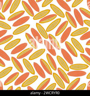 Nahtloses Muster mit rosa Jumbo Bananenkürbis Winter-Kürbis. Obst und Gemüse. Flacher STYLE. Isolierte Vektordarstellung. Stock Vektor