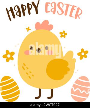 Süßes osterhuhn. Happy Easter Vektor Illustration. Stock Vektor