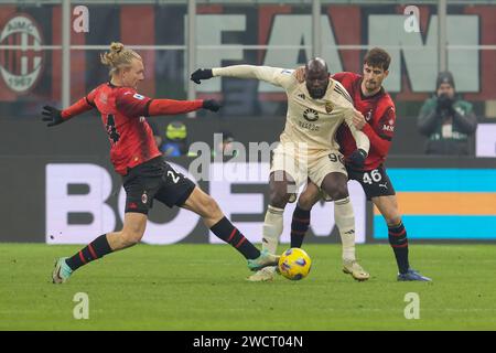 14. Januar Mailand - Italien - Sport, Fußball - Mailand vs Roma italienische Meisterschaft 2023/2024 - G. Meazza Stadium - im Bild: romelu lukaku als roma an Stockfoto