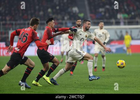 14. Januar Mailand - Italien - Sport, Fußball - Mailand gegen Roma italienische Meisterschaft 2023/2024 - G. Meazza Stadium - im Bild: cristante als roma Stockfoto