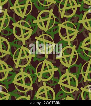 Anarchie Military Muster nahtlos. Punk Soldier Textur. Es fehlt an organisierter Macht, Armee-Hintergrund. Stock Vektor