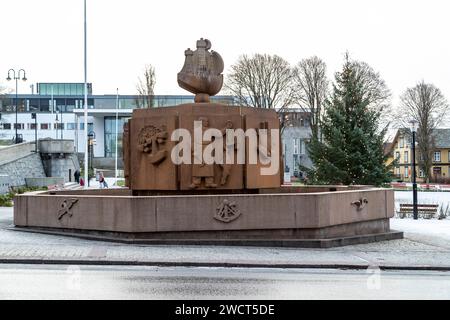 Stadtbrunnen ​​and am Meer (von og hav fontenen) im Rathauspark (Rådhusparken) Haugesund, Norwegen Stockfoto