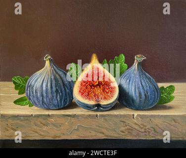 Ein abstraktes Kunstwerk mit Feigen aus Stillleben, ideal für Wohnkultur Stockfoto